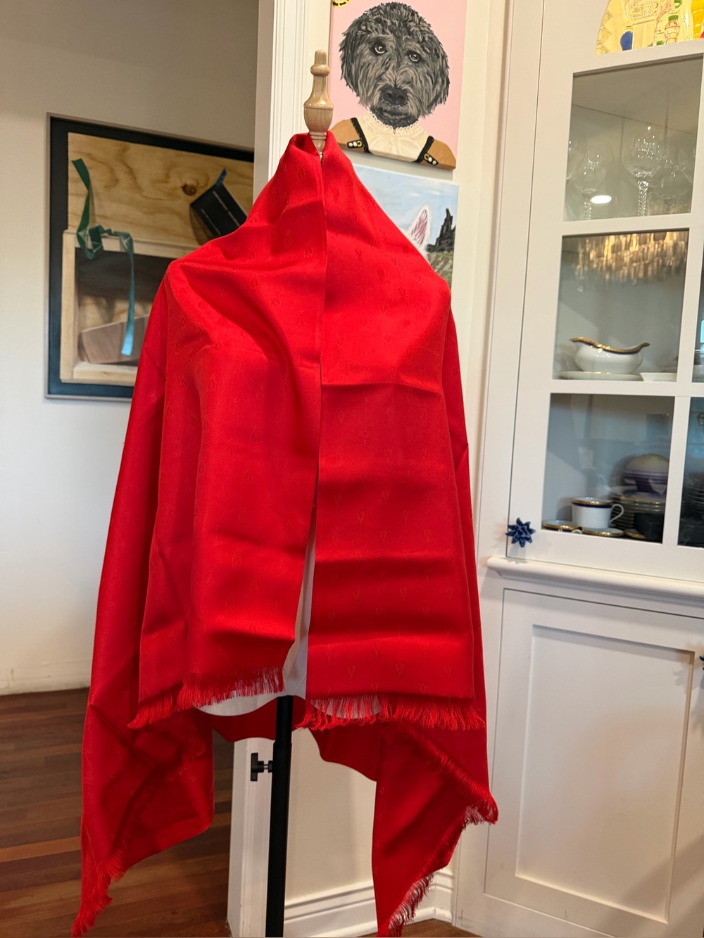 Hermes Bold Red Silk Scarf Wrap